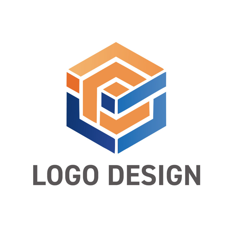 安定と革新を構築する、立体構造のインフラ・エネルギー産業向けロゴデザイン