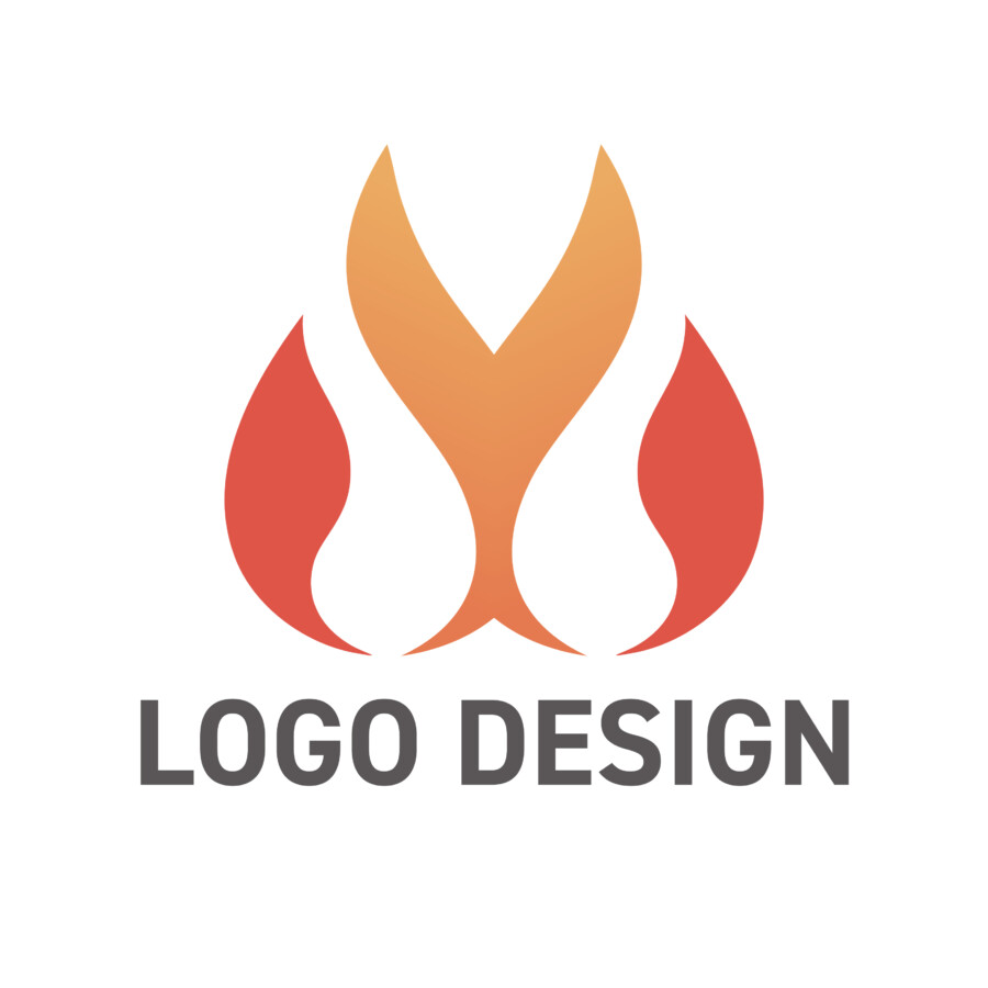成長と活力を象徴する、スタイリッシュな炎のロゴデザイン