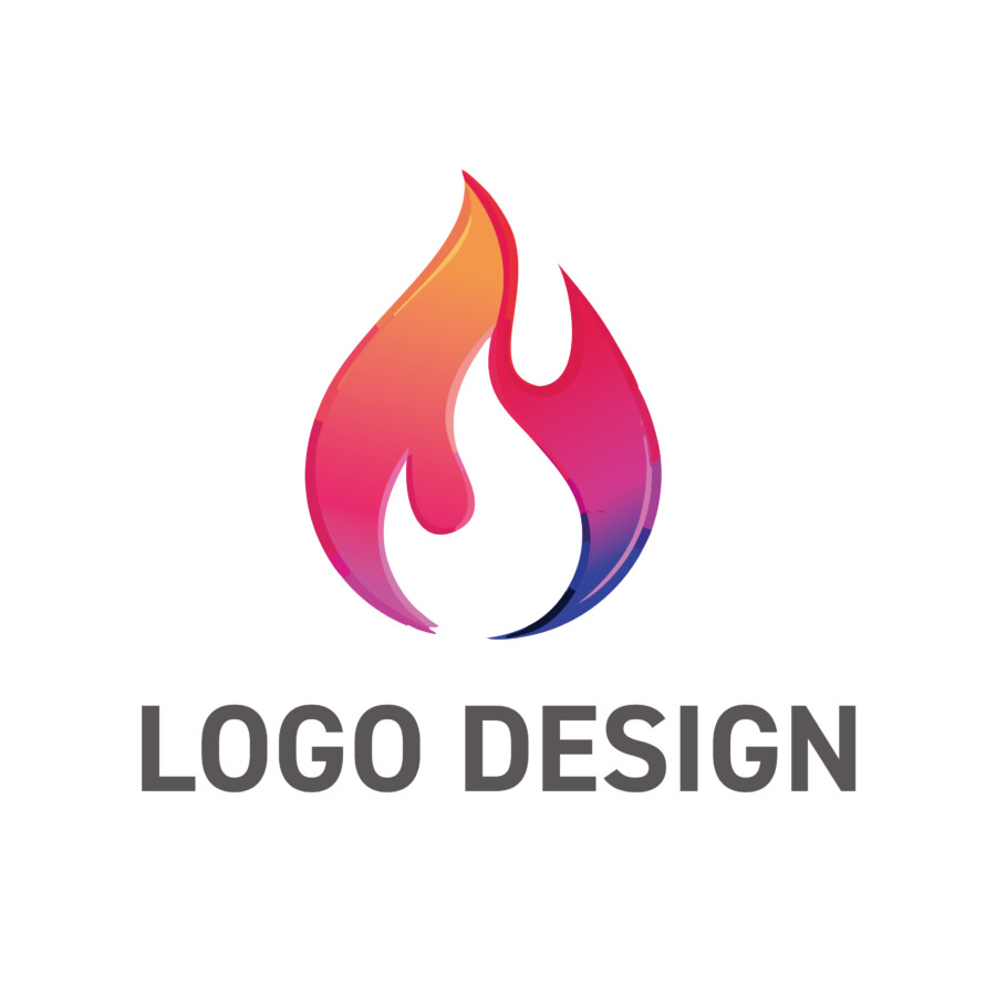 多様なエネルギーの融合を表現する、色彩豊かな炎のロゴデザイン
