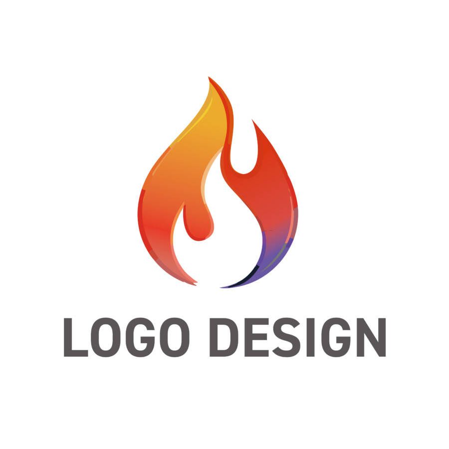 多様なエネルギーの融合を表現する、色彩豊かな炎のロゴデザイン