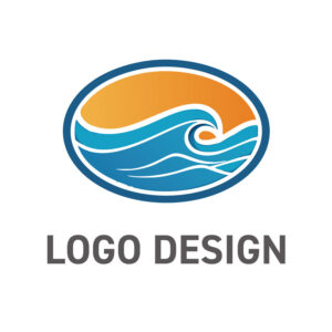 躍動する波と太陽が織りなす、エネルギッシュな海がモチーフのロゴデザイン