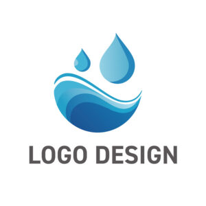 水のゆらめきと生命のしずくを表現したロゴデザイン