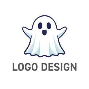 遊び心あふれる、フレンドリーなおばけのファンタジーロゴデザイン