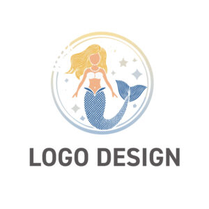 海の神秘をまとう、優雅なマーメイドのファンタジーロゴデザイン