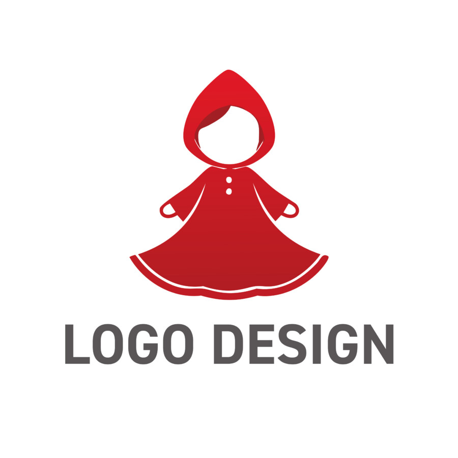 心温まるストーリーを予感させる、赤いフードのロゴデザイン