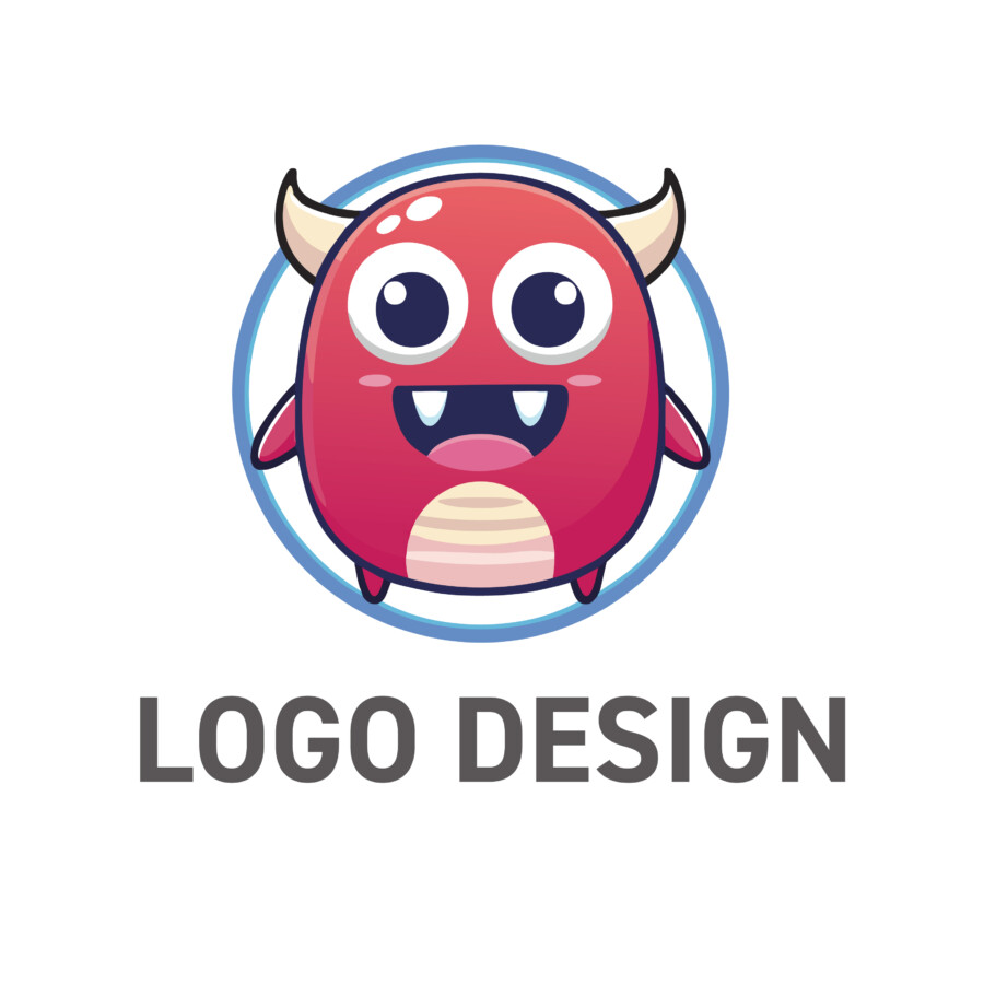 親しみやすさ満点！小さな角がチャームポイントのモンスターロゴデザイン