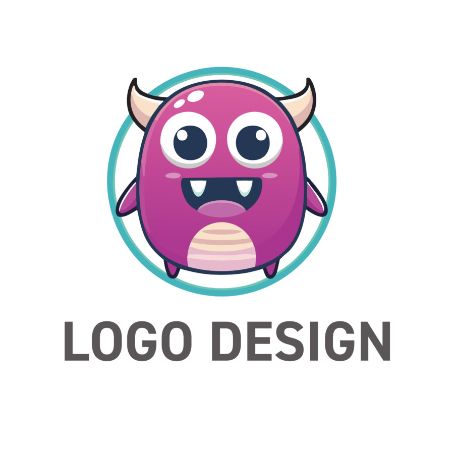 親しみやすさ満点!小さな角がチャームポイントのモンスターロゴデザイン