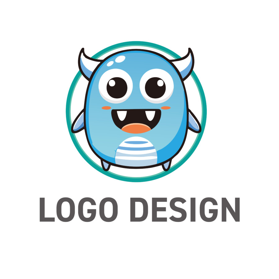 親しみやすさ満点!小さな角がチャームポイントのモンスターロゴデザイン
