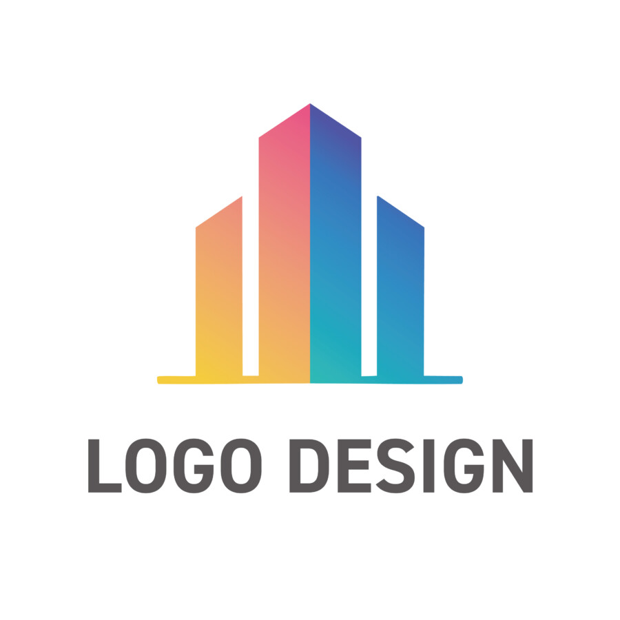 未来への成長をシンプルに描く、モダンなビルモチーフのロゴデザイン