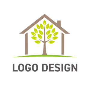 家と木が育む未来、自然との共生を示すロゴデザイン