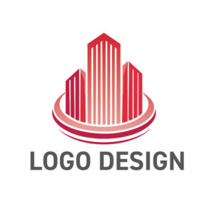 都市の躍動と未来への飛躍を刻む、赤のタワーロゴデザイン