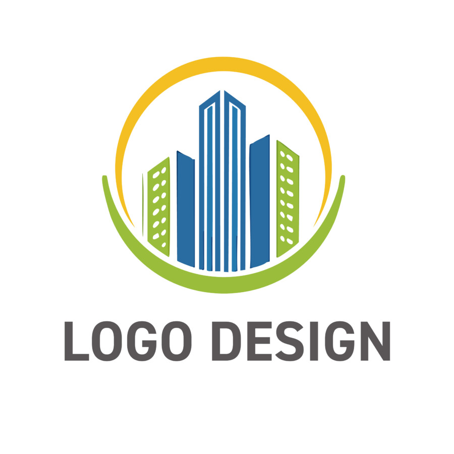 未来志向の都市と自然の調和を映すビルモチーフ ロゴデザイン