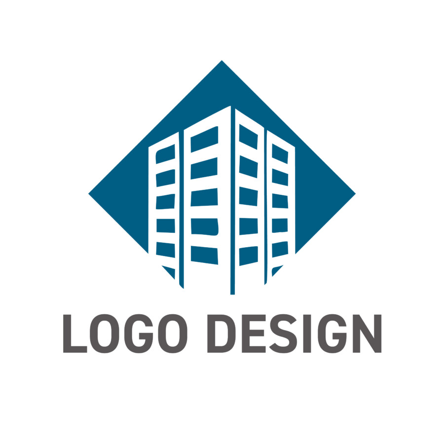安定感と洗練が際立つ、菱形フレームの都市建築ロゴデザイン