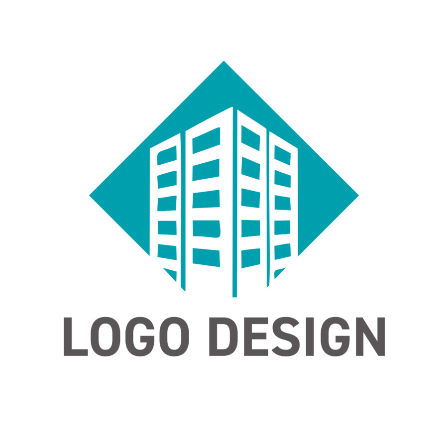 安定感と洗練が際立つ、菱形フレームの都市建築ロゴデザイン