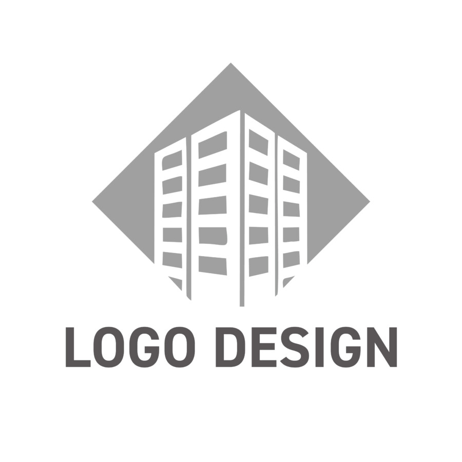 安定感と洗練が際立つ、菱形フレームの都市建築ロゴデザイン