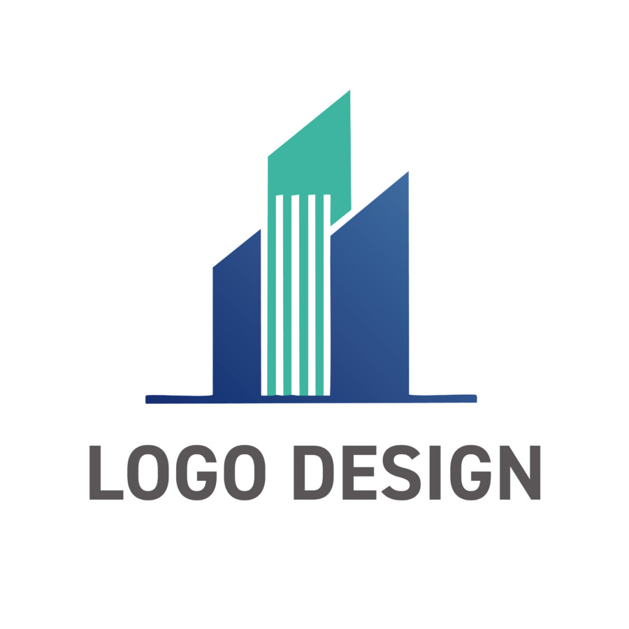 緑のストライプが象徴する、成長と安定の建築モチーフ ロゴデザイン