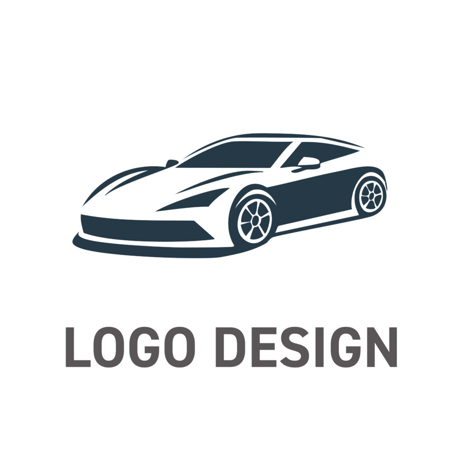 静かな迫力と高級感をまとう、洗練されたスポーツカーのロゴデザイン