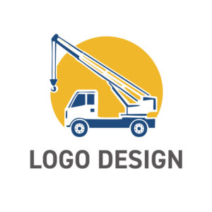 信頼と実績で未来を吊り上げる、実直なクレーン車のロゴデザイン