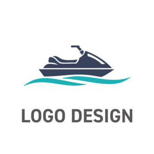 水しぶきを上げて進む、躍動感とスピードを伝えるロゴデザイン