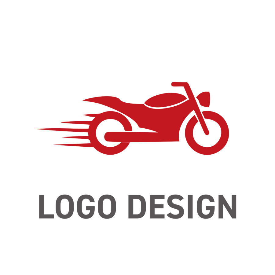 風を切る疾走感と情熱を伝える、モーターサイクルモチーフのロゴデザイン