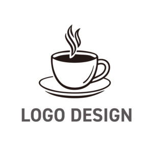 一杯のくつろぎを伝える、シンプルで温かみのあるカップロゴデザイン