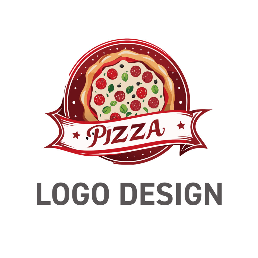 本格的な味わいと楽しさを伝える、クラシカルなピザのロゴデザイン