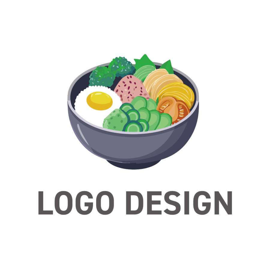 新鮮食材が彩るヘルシーな一杯、食欲そそるロゴデザイン
