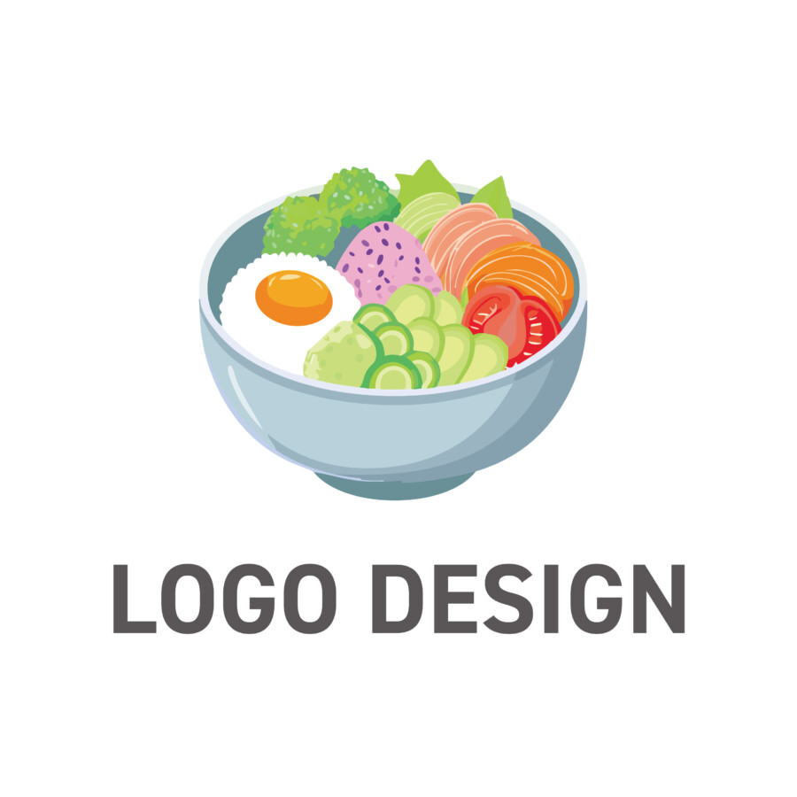 新鮮食材が彩るヘルシーな一杯、食欲そそるロゴデザイン