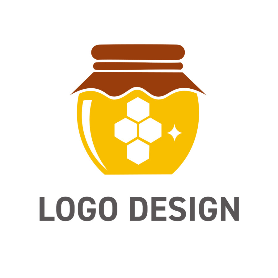 黄金色の輝き、自然の恵みを凝縮した蜂蜜のロゴデザイン