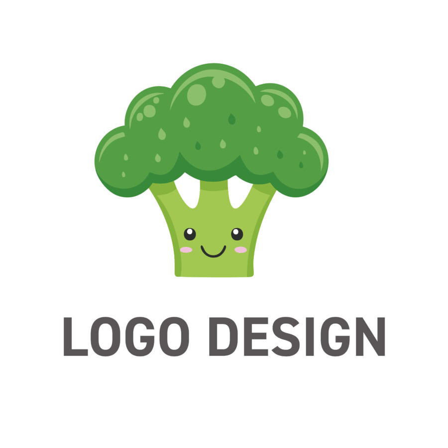 素材の良さと笑顔を届ける、シンプルで愛らしいブロッコリーのロゴデザイン
