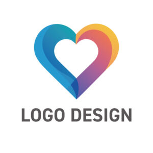 二つの個性が調和するグラデーションハートのロゴデザイン