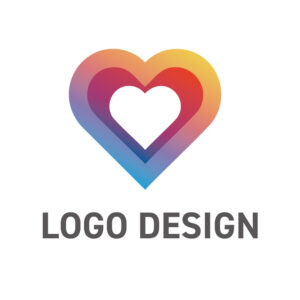 多様な色彩が魅力的なグラデーションハートのロゴデザイン