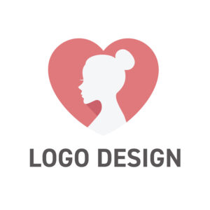 女性のシルエットが優しい印象を与えるハートのロゴデザイン