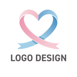 心を結び、温もりを伝えるハートリボンのロゴデザイン
