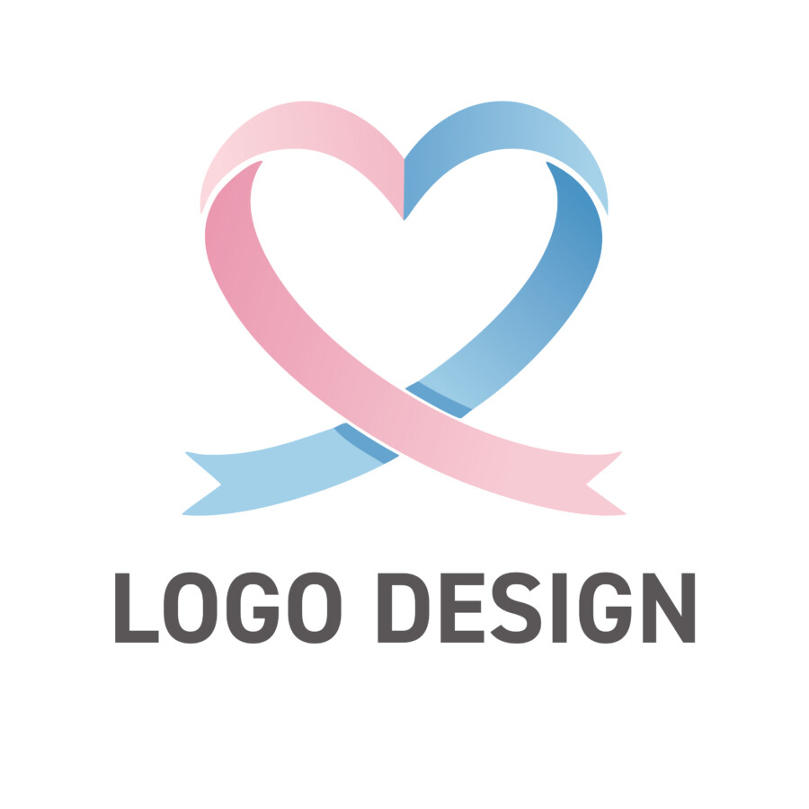 心を結び、温もりを伝えるハートリボンのロゴデザイン