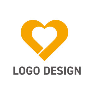 心に温もりを灯す、オープンラインのオレンジハートロゴデザイン