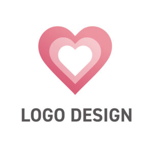 愛が幾重にも重なる、ピンクグラデーションハートのロゴデザイン