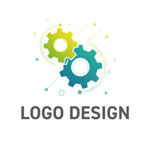 二つの歯車が未来を動かす、連携と成長のロゴデザイン
