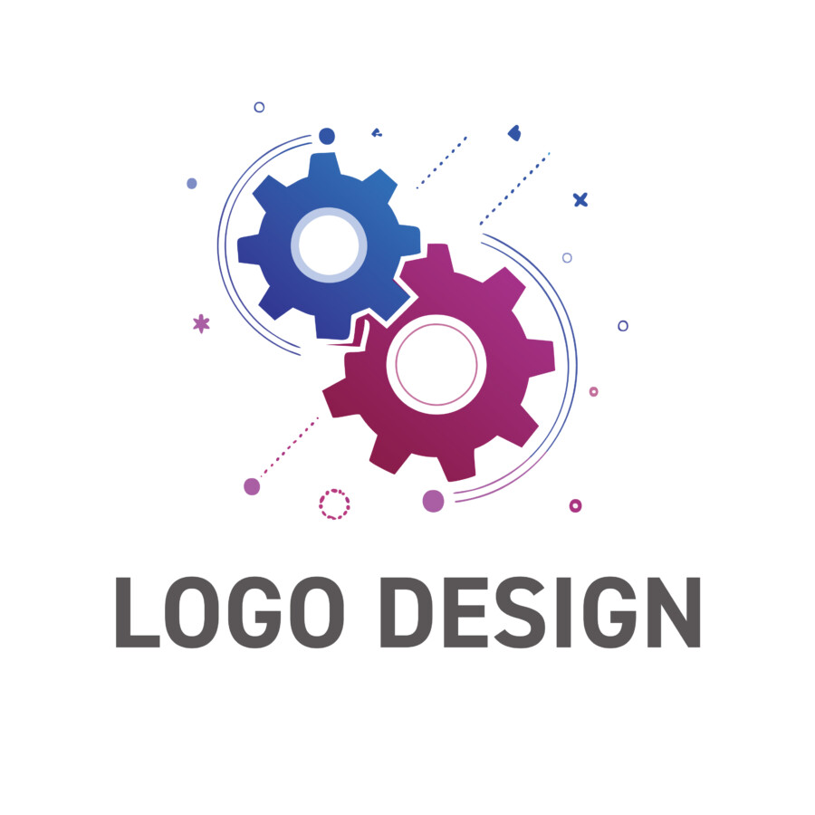 二つの歯車が未来を動かす、連携と成長のロゴデザイン