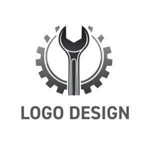 確かな技術を象徴する、レンチと歯車のロゴデザイン