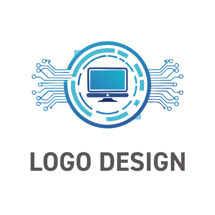 情報技術の中核を象徴する、洗練されたシステムロゴデザイン