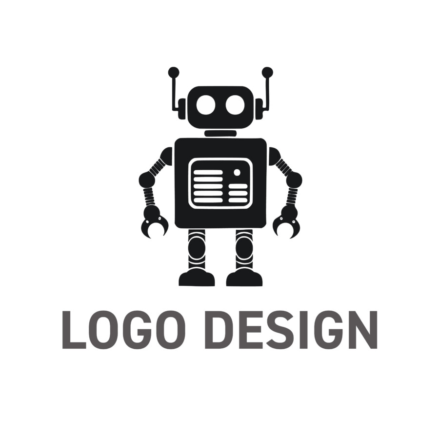 どこか懐かしくも頼もしい、シンプルロボットロゴデザイン
