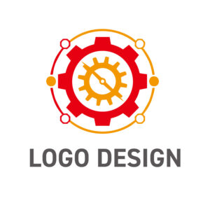 精密な連携と力強い駆動を象徴する、歯車ネットワークロゴデザイン