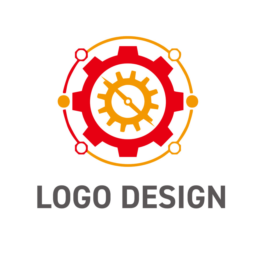 精密な連携と力強い駆動を象徴する、歯車ネットワークロゴデザイン