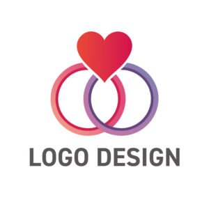愛と絆を心で結ぶ、ハートとリングの優美なロゴデザイン