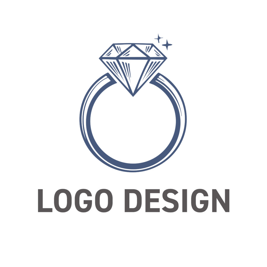 永遠の輝きと特別な誓いを象徴する、ダイヤモンドリングのロゴデザイン