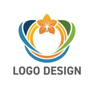 自然の恵みと人の輪を彩る、花と曲線が織りなすロゴデザイン