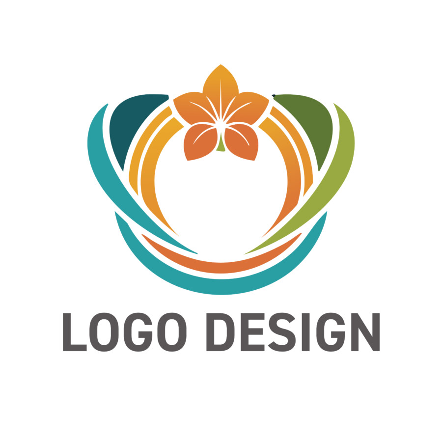 自然の恵みと人の輪を彩る、花と曲線が織りなすロゴデザイン