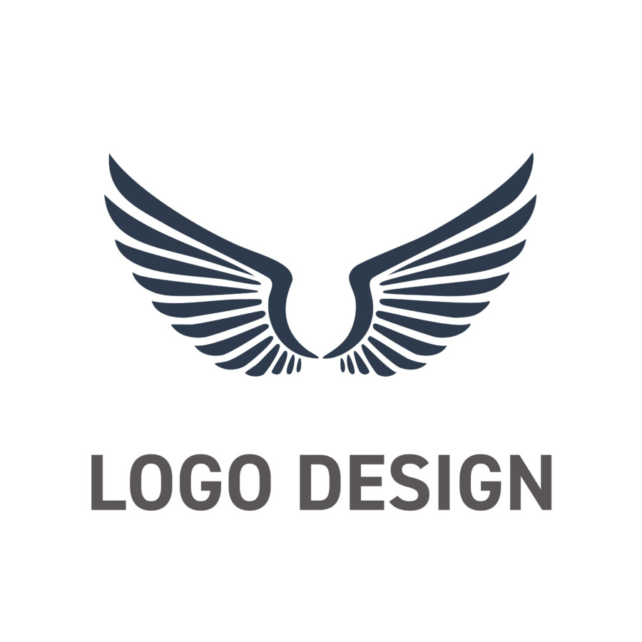 企業の礎を象徴する、力強い安定感の翼のロゴデザイン