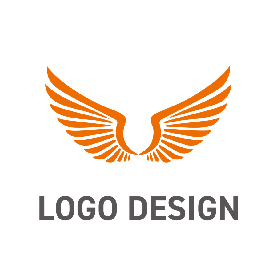 企業の礎を象徴する、力強い安定感の翼のロゴデザイン